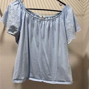 H&M Light Blue Blouse with Eyelet Sleeves